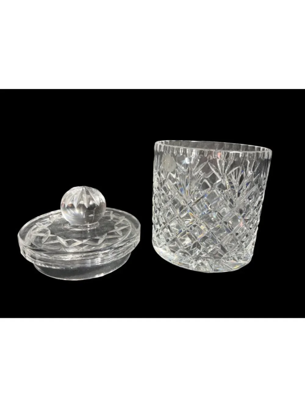 Vintage Heavy Lead Crystal Covered Biscuit Barrel Candy Jar 7 1/2